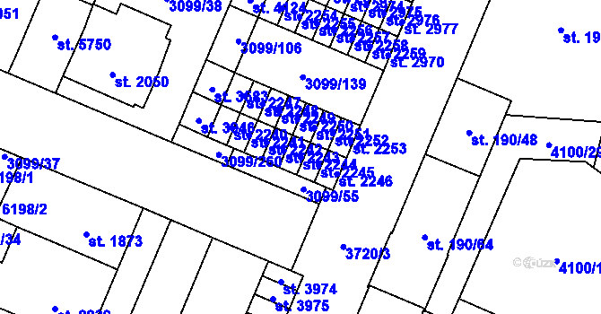 Parcela st. 2244 v KÚ Břeclav, Katastrální mapa
