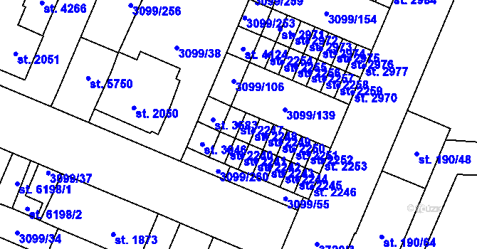 Parcela st. 2247 v KÚ Břeclav, Katastrální mapa