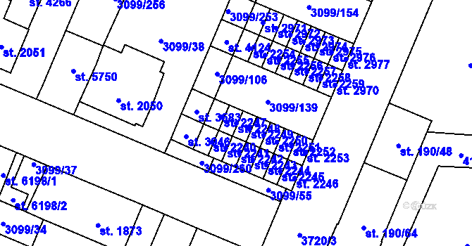 Parcela st. 2248 v KÚ Břeclav, Katastrální mapa