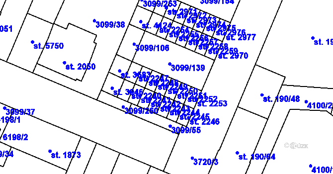 Parcela st. 2250 v KÚ Břeclav, Katastrální mapa