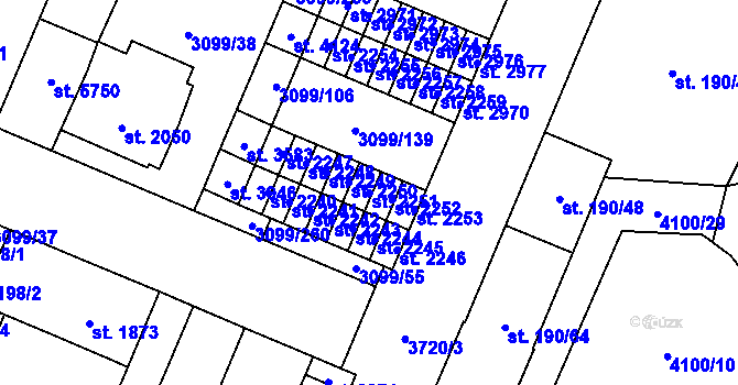 Parcela st. 2251 v KÚ Břeclav, Katastrální mapa
