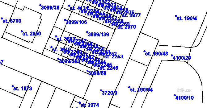 Parcela st. 2253 v KÚ Břeclav, Katastrální mapa
