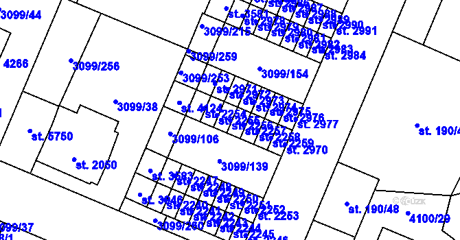 Parcela st. 2256 v KÚ Břeclav, Katastrální mapa