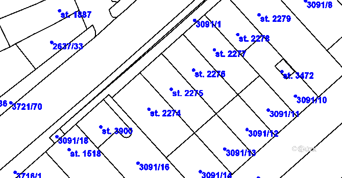 Parcela st. 2275 v KÚ Břeclav, Katastrální mapa