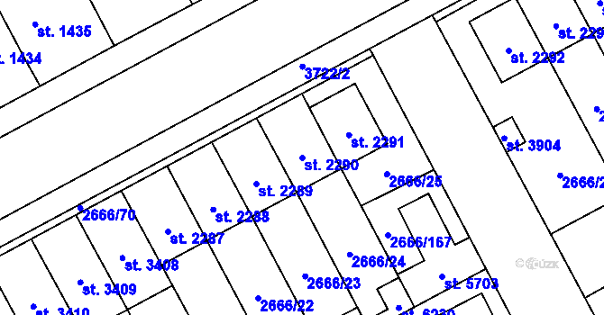 Parcela st. 2290 v KÚ Břeclav, Katastrální mapa