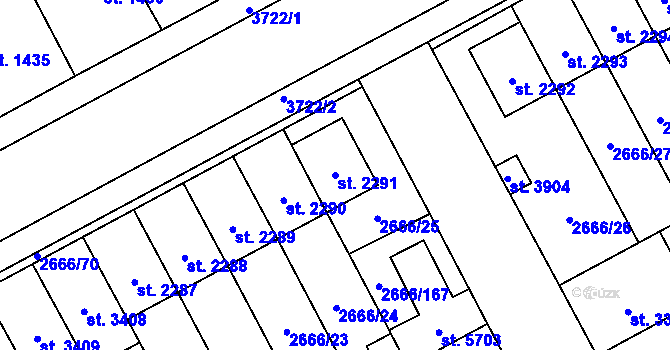 Parcela st. 2291 v KÚ Břeclav, Katastrální mapa