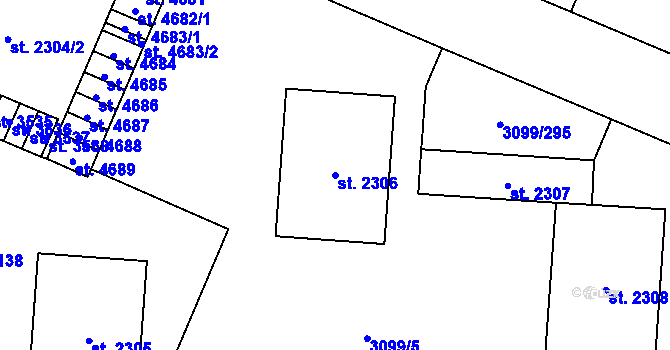 Parcela st. 2306 v KÚ Břeclav, Katastrální mapa