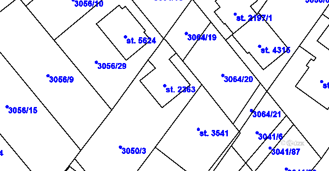 Parcela st. 2363 v KÚ Břeclav, Katastrální mapa