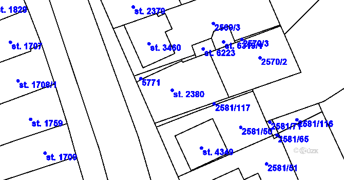 Parcela st. 2380 v KÚ Břeclav, Katastrální mapa