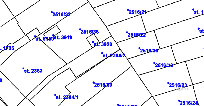 Parcela st. 2384/2 v KÚ Břeclav, Katastrální mapa