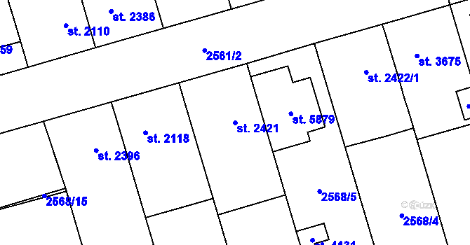 Parcela st. 2421 v KÚ Břeclav, Katastrální mapa
