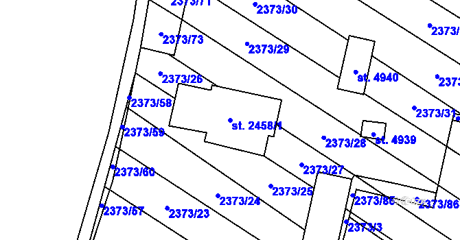 Parcela st. 2458/1 v KÚ Břeclav, Katastrální mapa