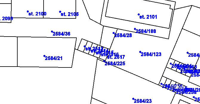 Parcela st. 2516 v KÚ Břeclav, Katastrální mapa