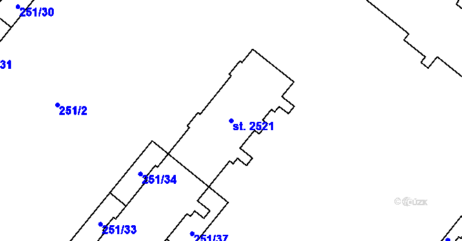 Parcela st. 2521 v KÚ Břeclav, Katastrální mapa