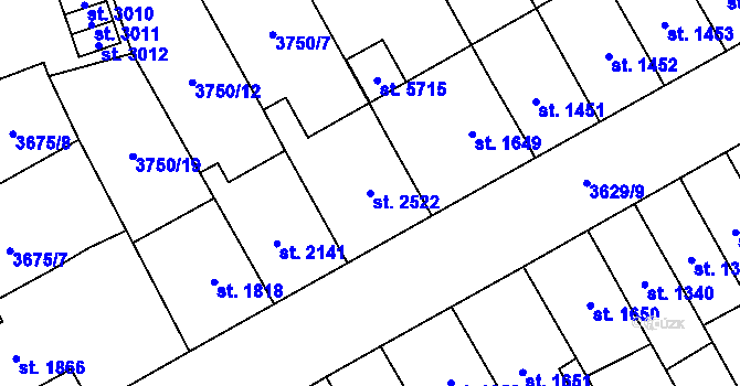Parcela st. 2522 v KÚ Břeclav, Katastrální mapa