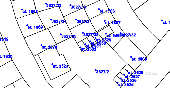 Parcela st. 2531 v KÚ Břeclav, Katastrální mapa