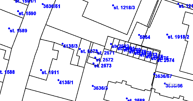 Parcela st. 2571 v KÚ Břeclav, Katastrální mapa