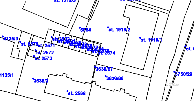 Parcela st. 2574 v KÚ Břeclav, Katastrální mapa