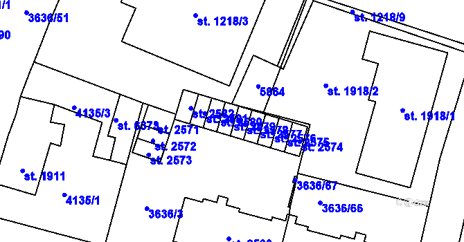 Parcela st. 2579 v KÚ Břeclav, Katastrální mapa