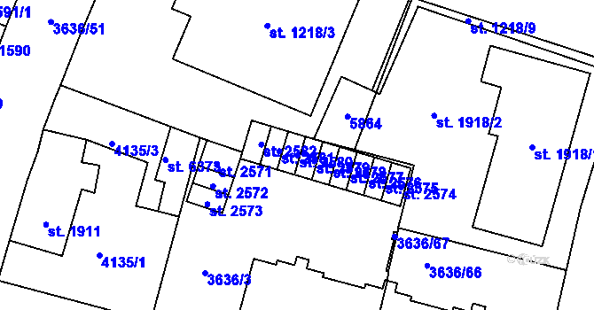Parcela st. 2580 v KÚ Břeclav, Katastrální mapa