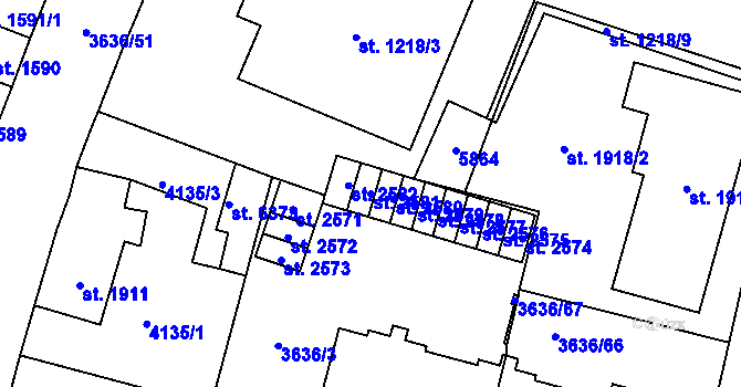 Parcela st. 2581 v KÚ Břeclav, Katastrální mapa