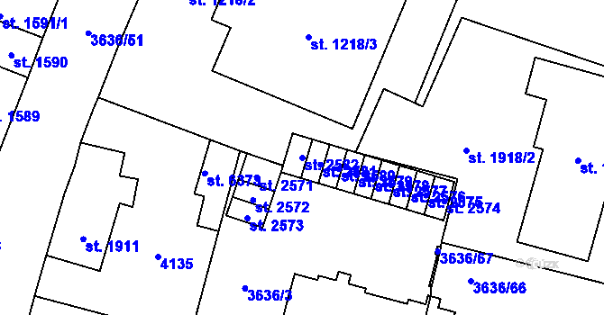 Parcela st. 2582 v KÚ Břeclav, Katastrální mapa