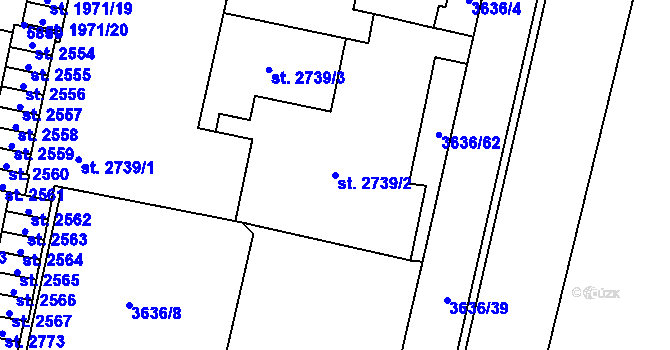 Parcela st. 2739/2 v KÚ Břeclav, Katastrální mapa