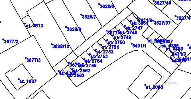 Parcela st. 2752 v KÚ Břeclav, Katastrální mapa