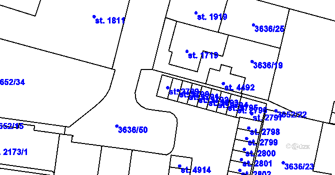 Parcela st. 2789 v KÚ Břeclav, Katastrální mapa