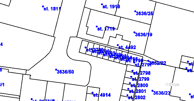 Parcela st. 2791 v KÚ Břeclav, Katastrální mapa