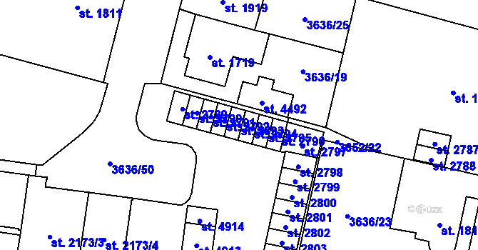 Parcela st. 2793 v KÚ Břeclav, Katastrální mapa