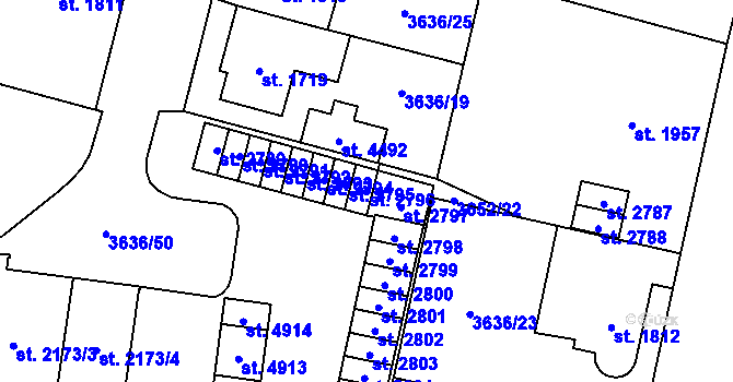 Parcela st. 2796 v KÚ Břeclav, Katastrální mapa