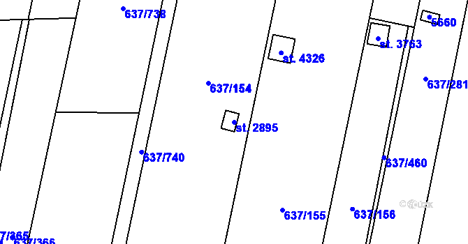 Parcela st. 2895 v KÚ Břeclav, Katastrální mapa