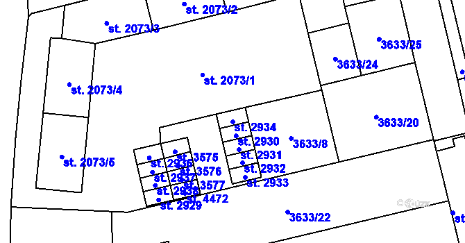 Parcela st. 2934 v KÚ Břeclav, Katastrální mapa