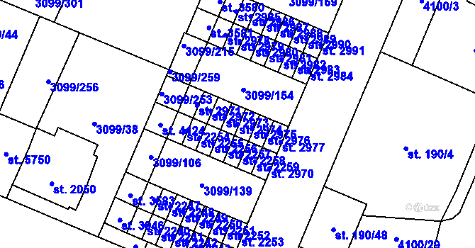 Parcela st. 2974 v KÚ Břeclav, Katastrální mapa