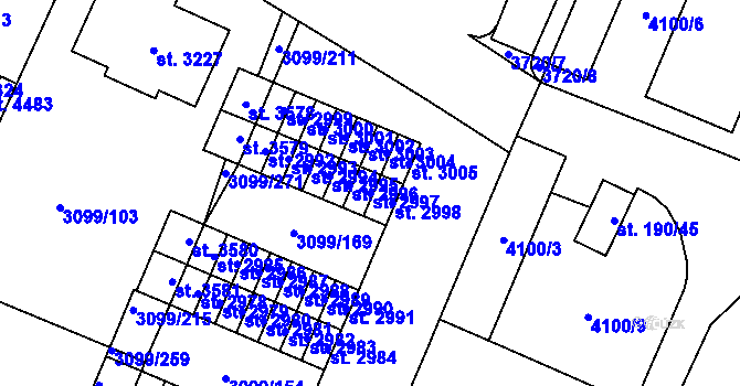Parcela st. 2997 v KÚ Břeclav, Katastrální mapa