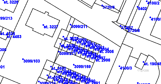 Parcela st. 3001 v KÚ Břeclav, Katastrální mapa