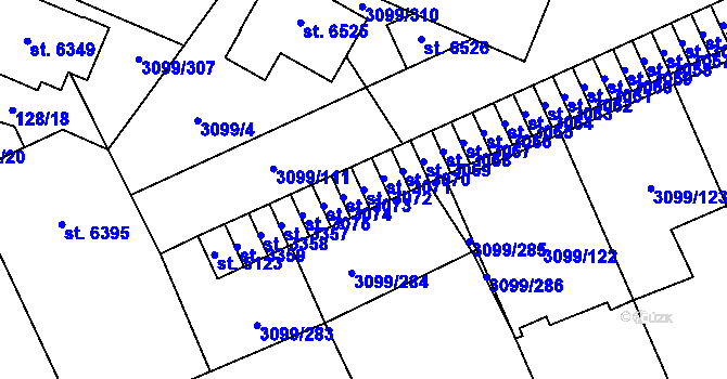 Parcela st. 3072 v KÚ Břeclav, Katastrální mapa