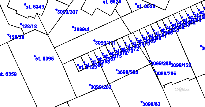 Parcela st. 3075 v KÚ Břeclav, Katastrální mapa