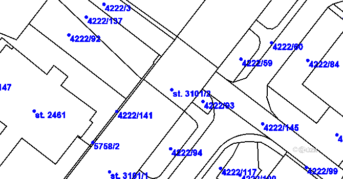 Parcela st. 3101/2 v KÚ Břeclav, Katastrální mapa