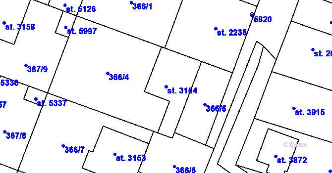 Parcela st. 3154 v KÚ Břeclav, Katastrální mapa