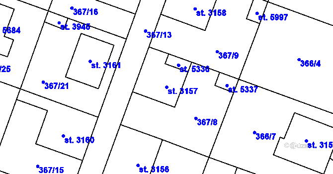 Parcela st. 3157 v KÚ Břeclav, Katastrální mapa