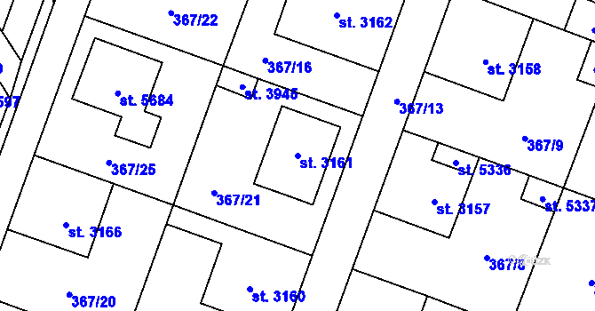 Parcela st. 3161 v KÚ Břeclav, Katastrální mapa