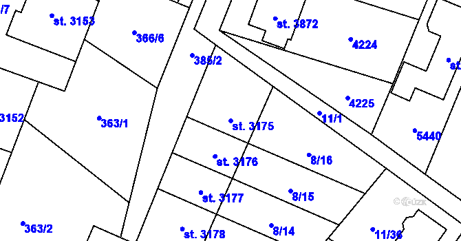 Parcela st. 3175 v KÚ Břeclav, Katastrální mapa