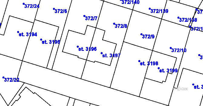 Parcela st. 3197 v KÚ Břeclav, Katastrální mapa