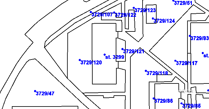Parcela st. 3299 v KÚ Břeclav, Katastrální mapa