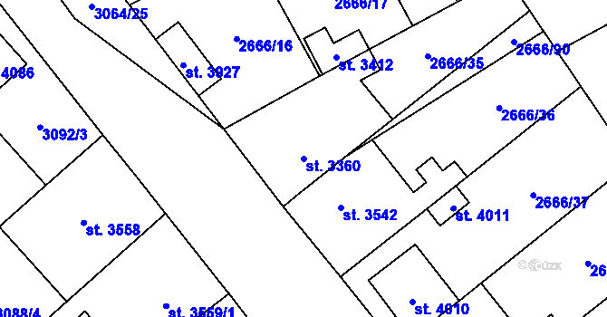 Parcela st. 3360 v KÚ Břeclav, Katastrální mapa
