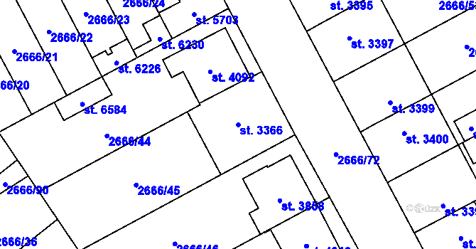 Parcela st. 3366 v KÚ Břeclav, Katastrální mapa
