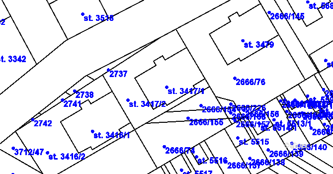 Parcela st. 3417/1 v KÚ Břeclav, Katastrální mapa
