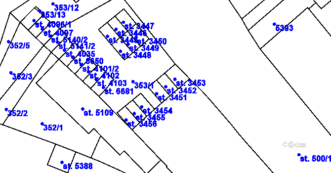 Parcela st. 3452 v KÚ Břeclav, Katastrální mapa